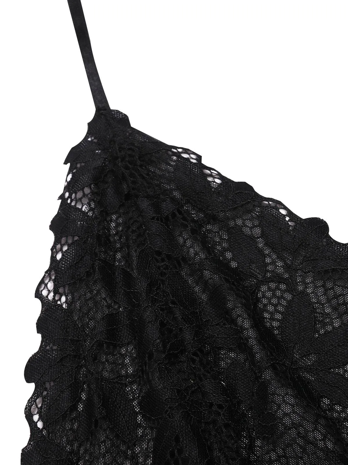 1930s Sheer Lace Spaghetti Straps Nightgown