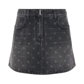 4G Laser Vintage Denim Skirt in Black