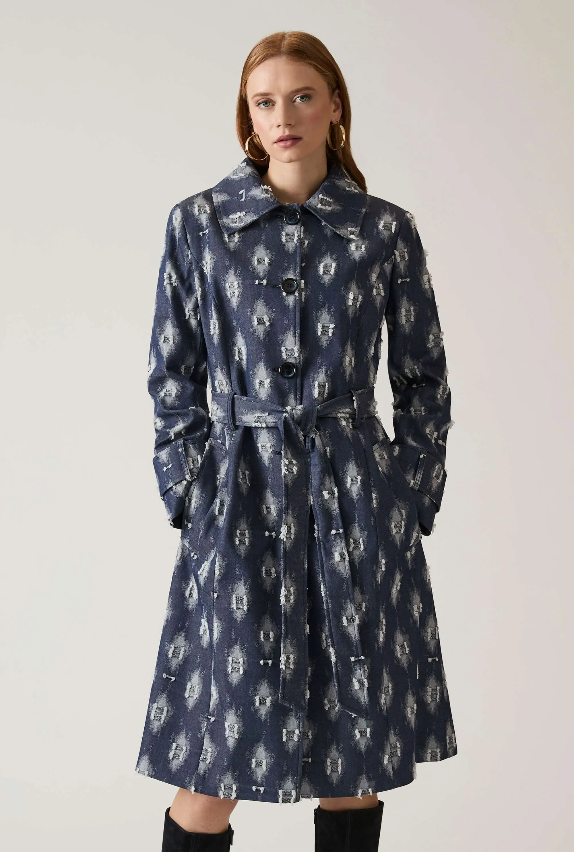 Abstract Print Trench Coat