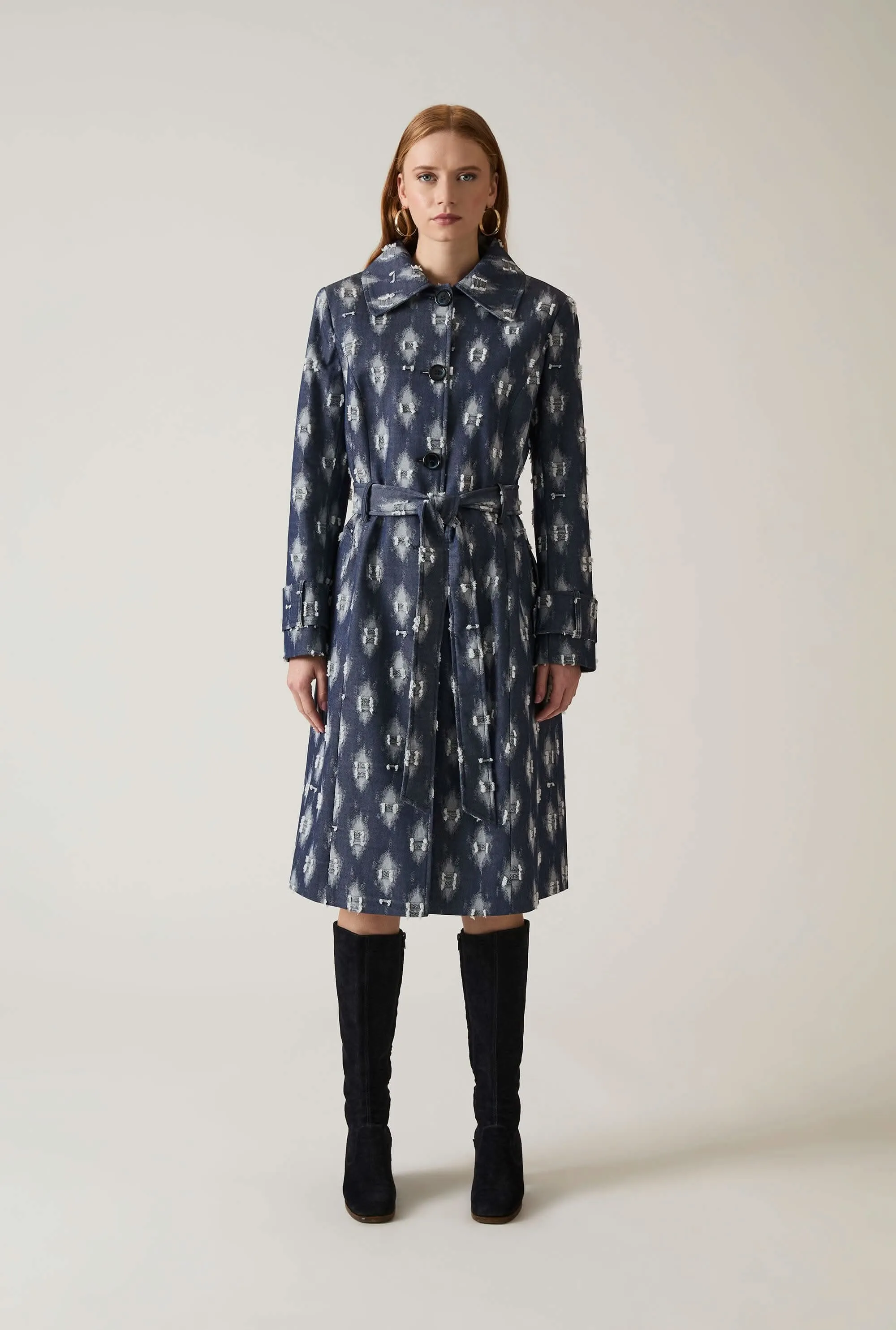 Abstract Print Trench Coat