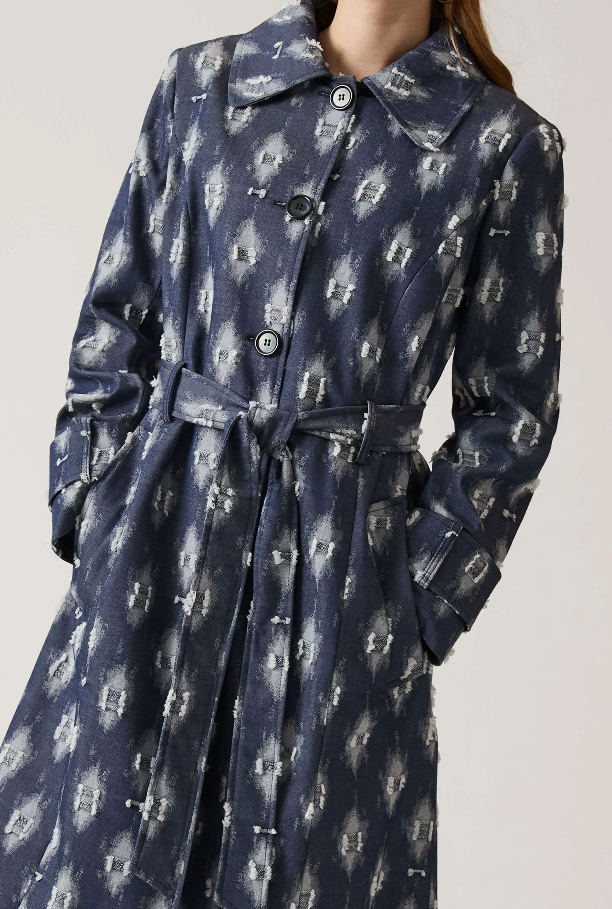 Abstract Print Trench Coat