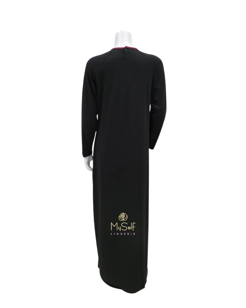 AC-079 Black with Brick Wrap Modal Nursing Nightgown