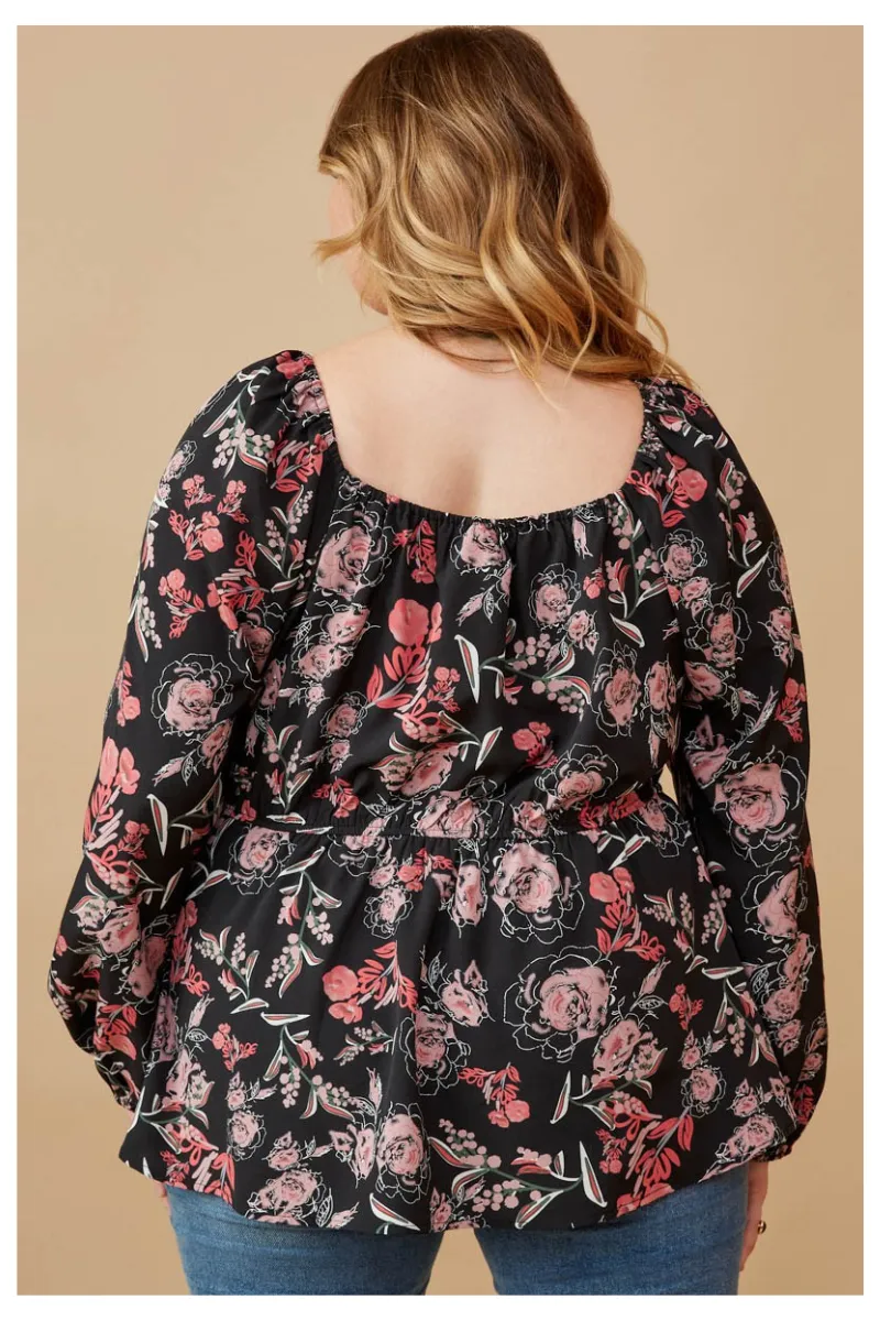 All Tied Up Floral Peplum Blouse