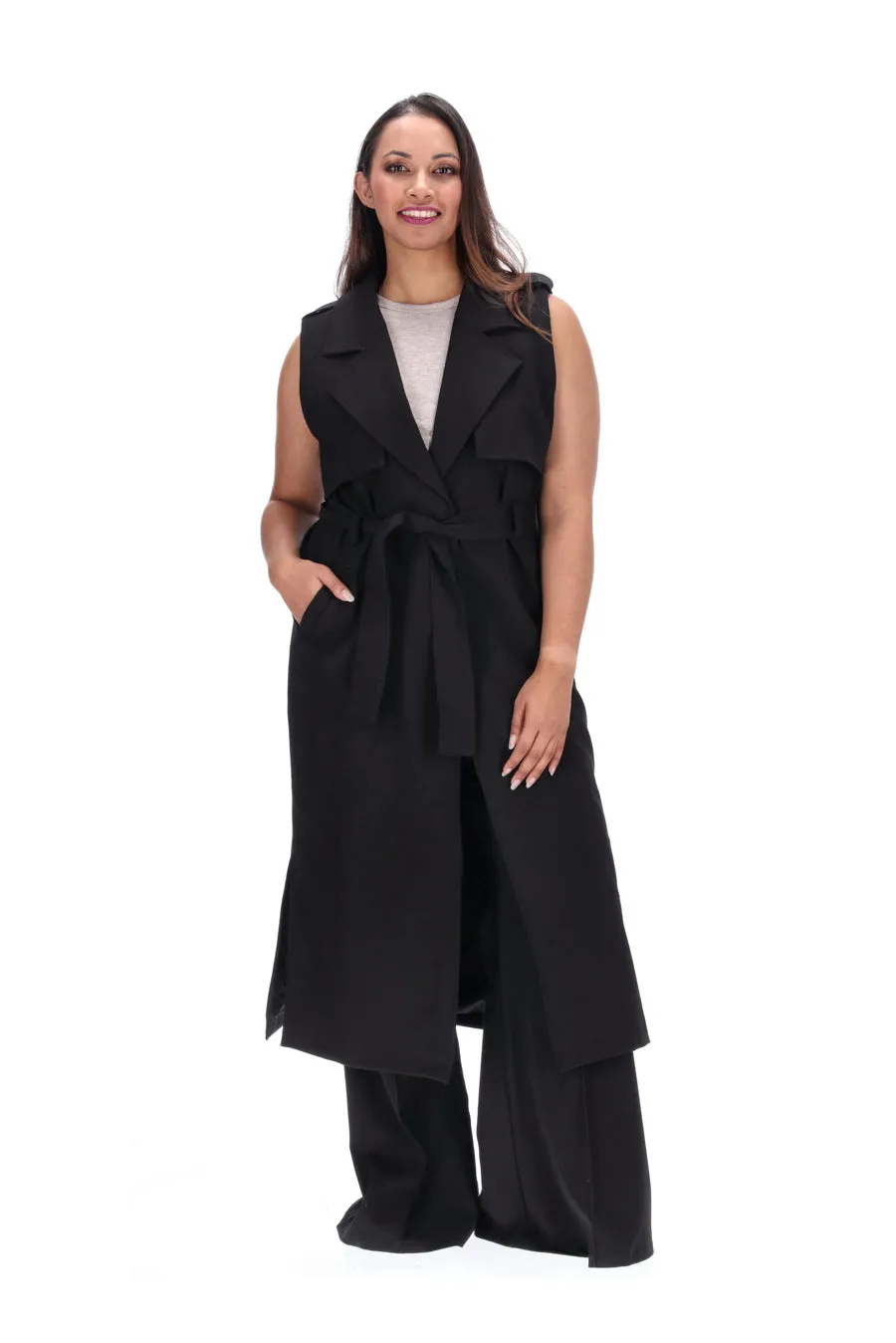 Amaya Natalie Sleeveless Trench Coat