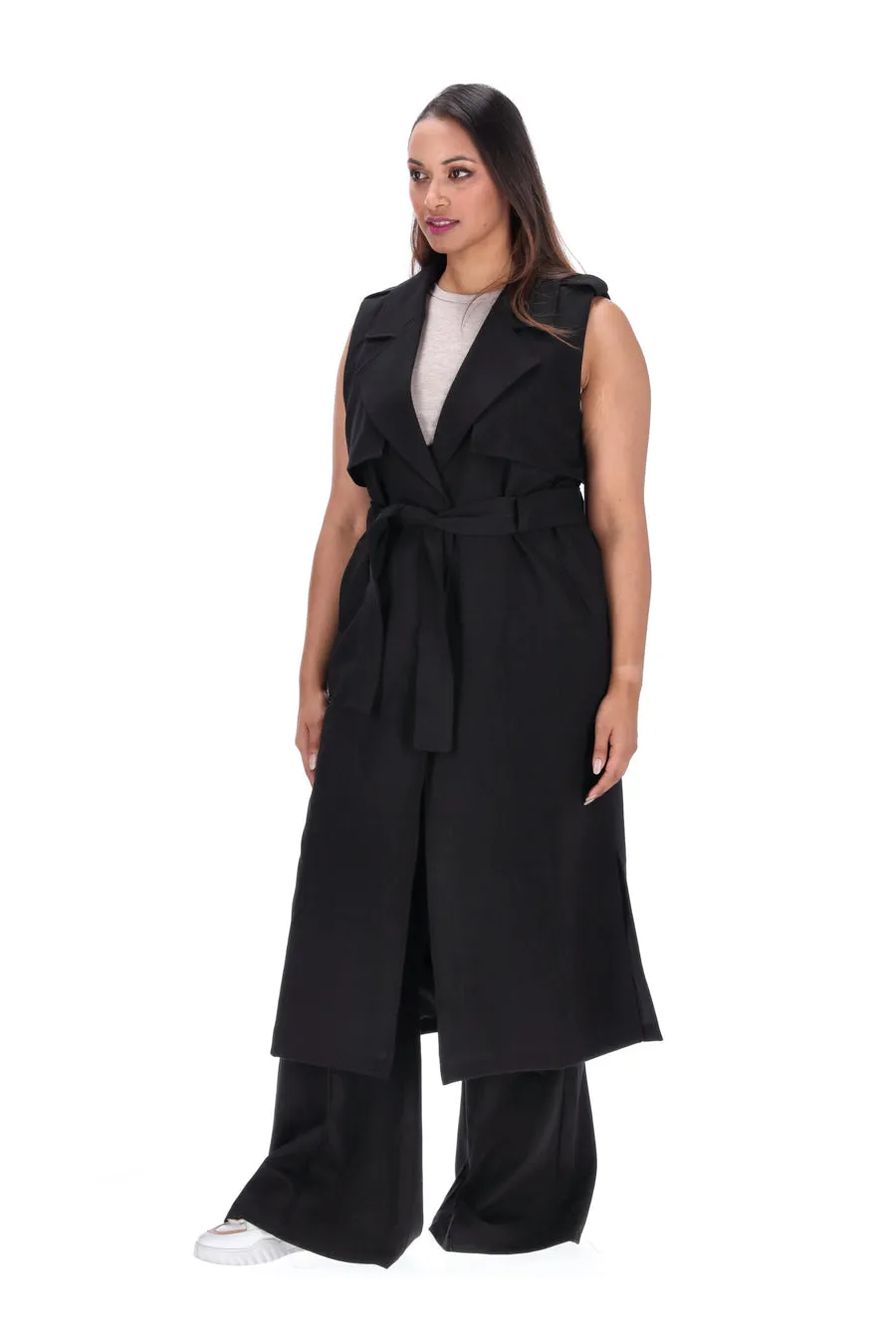 Amaya Natalie Sleeveless Trench Coat