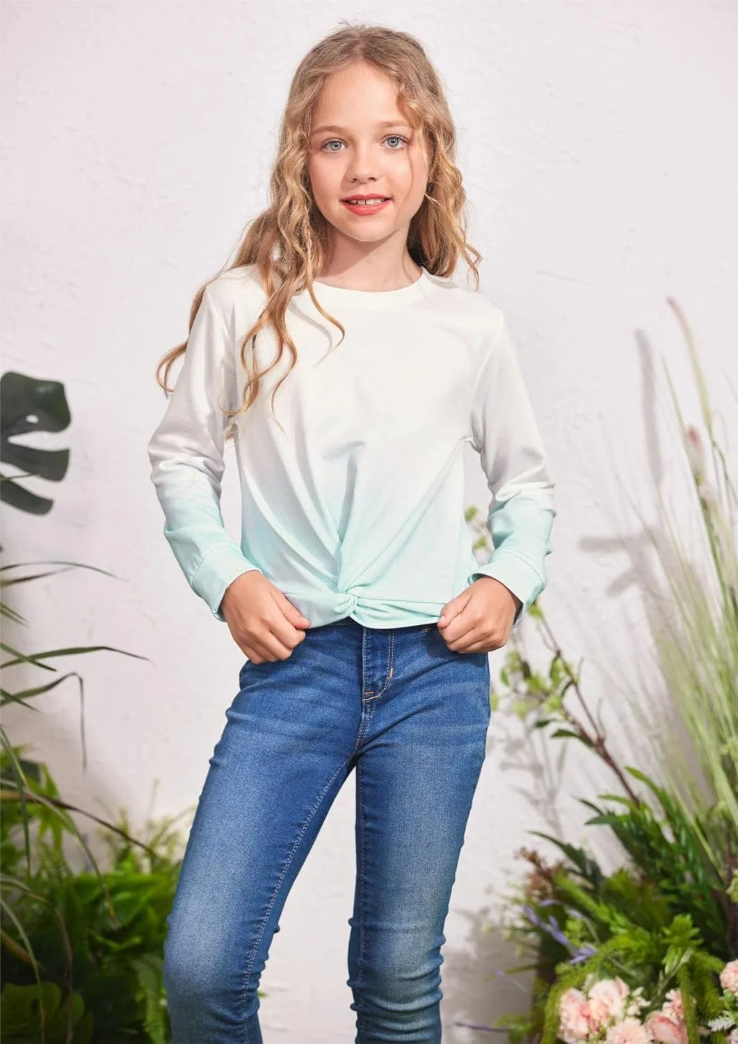 Arshiner Girls Casual Twist Front Lightweight Sweatshirt