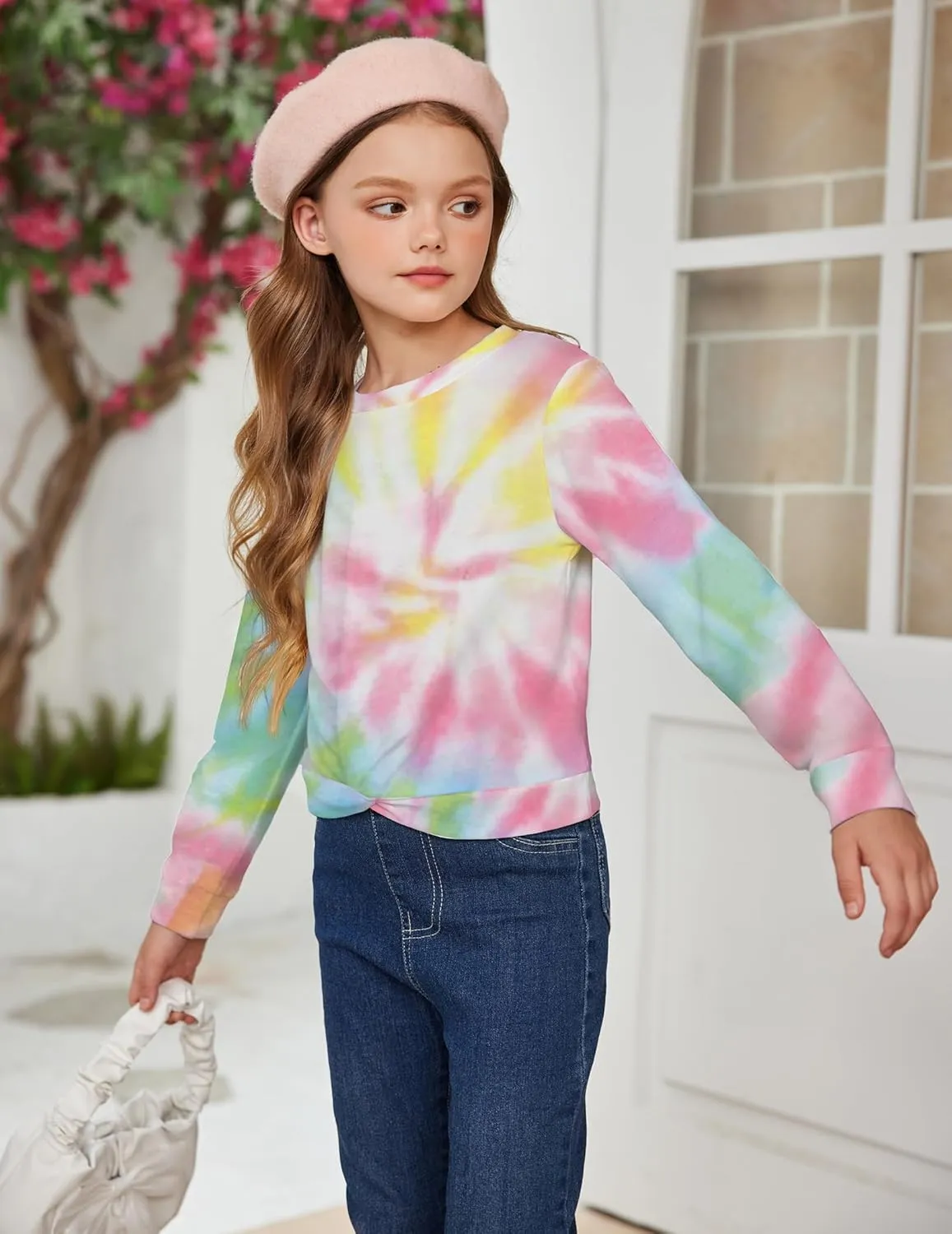 Arshiner Girls Casual Twist Front Lightweight Sweatshirt