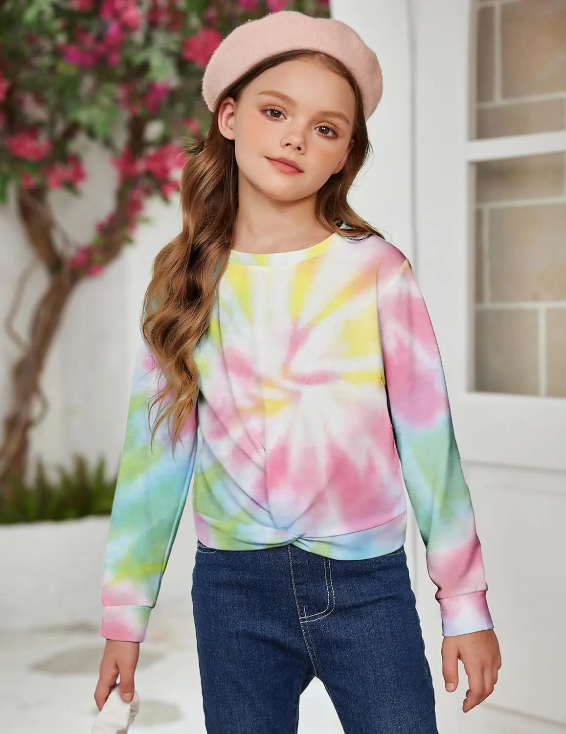 Arshiner Girls Casual Twist Front Lightweight Sweatshirt