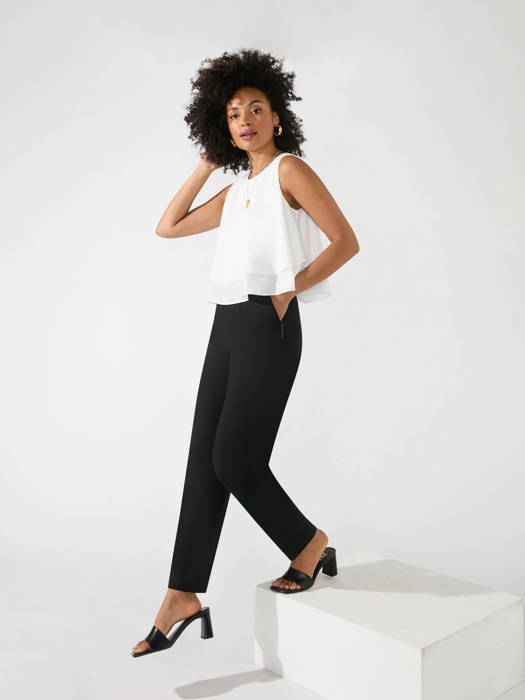 Black Side Zip Stretch Trousers