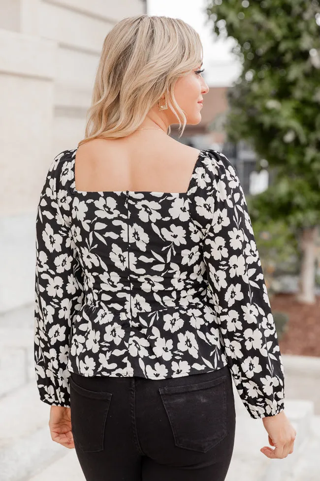 Bold Adventures Black Floral Twist Front Blouse FINAL SALE