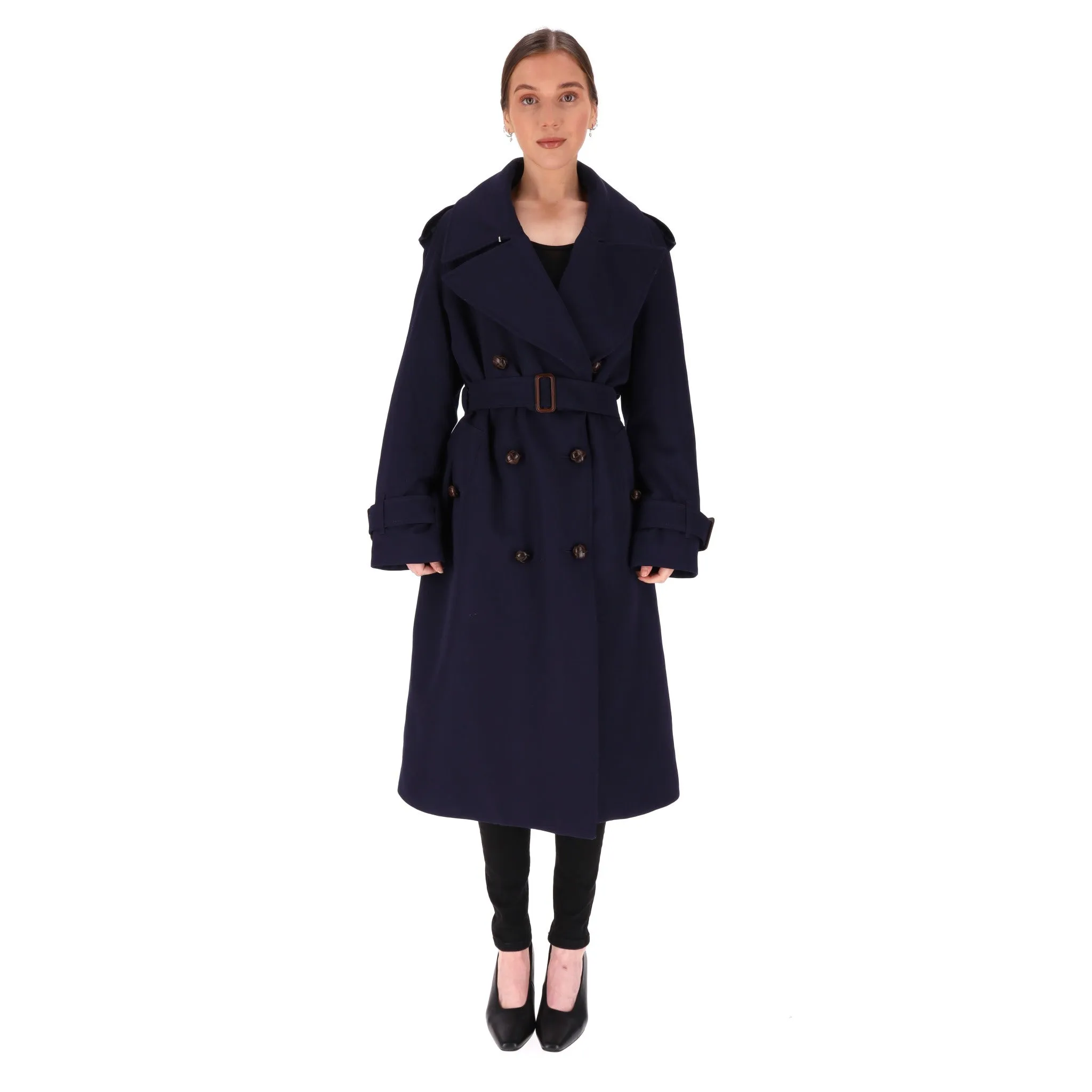 Burberry Regina Wool Oversized Belted Trench Coat. Size 10UK