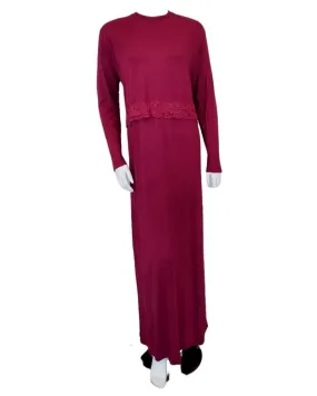 Citrus Lace Trimmed Wine Modal Nursing Nightgown