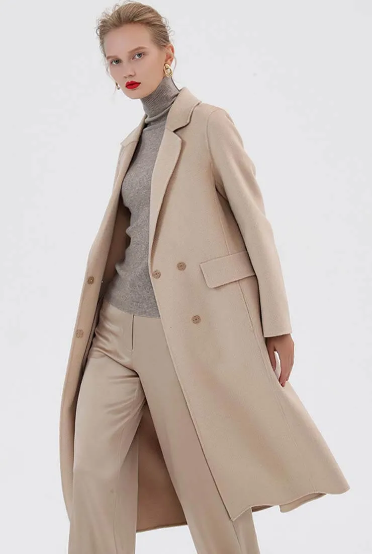 Double Faced Slim Cashmere & Wool Long Coat