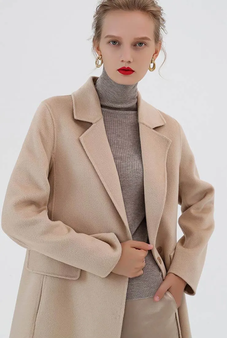 Double Faced Slim Cashmere & Wool Long Coat