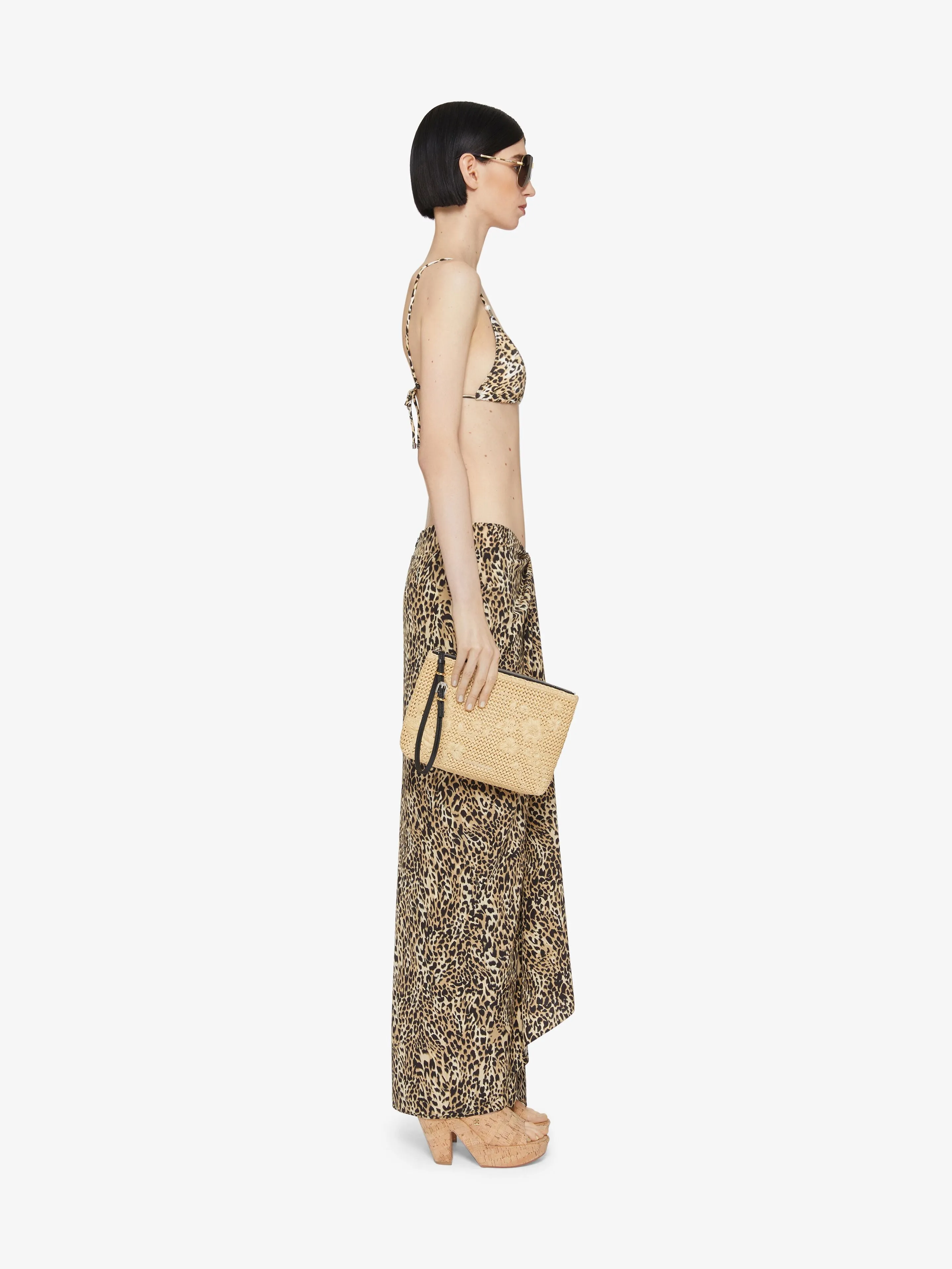 Draped Skirt In Silk With Leopard Print