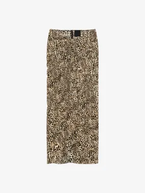 Draped Skirt In Silk With Leopard Print