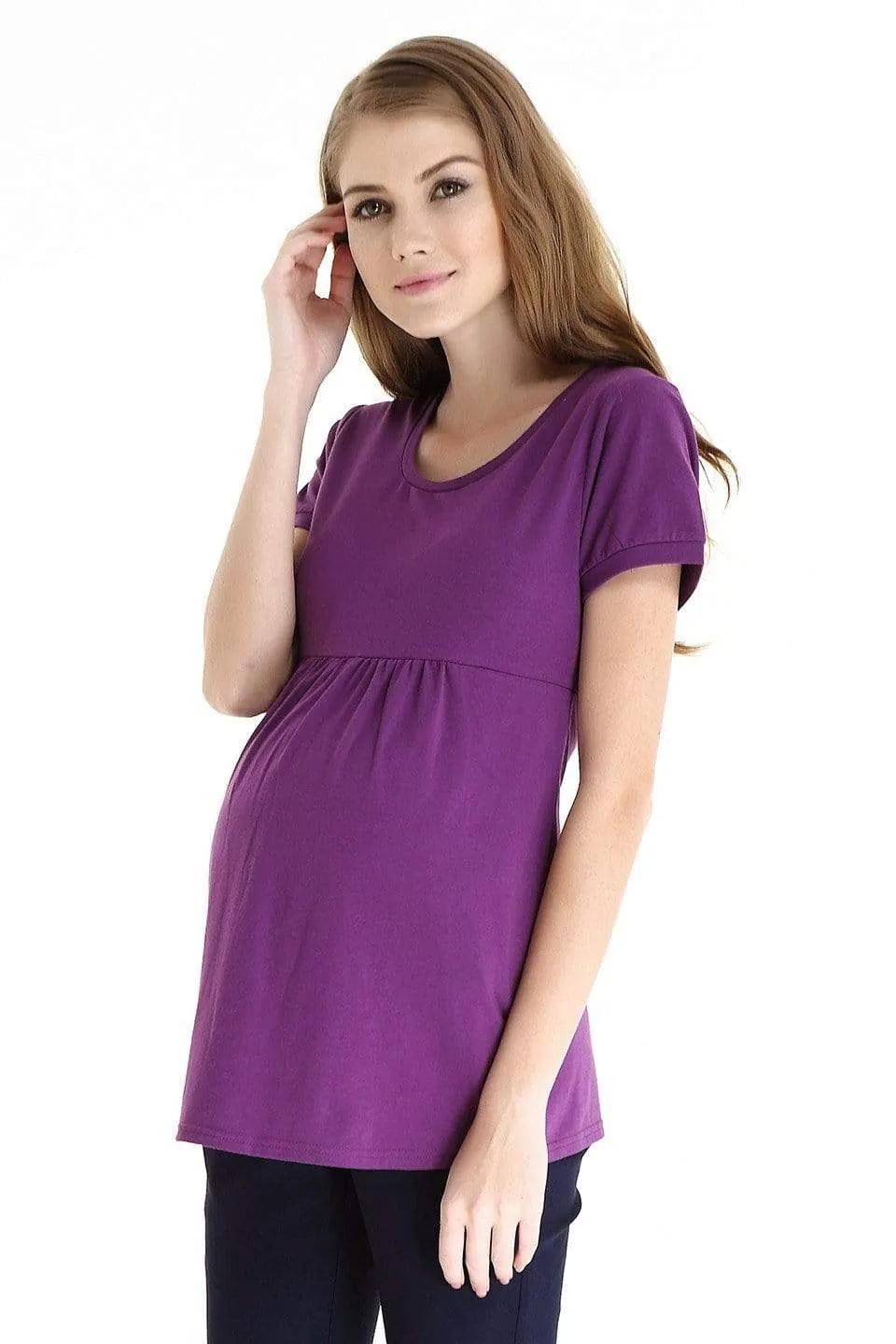 Empire Cotton Spandex Short Sleeve Top Purple