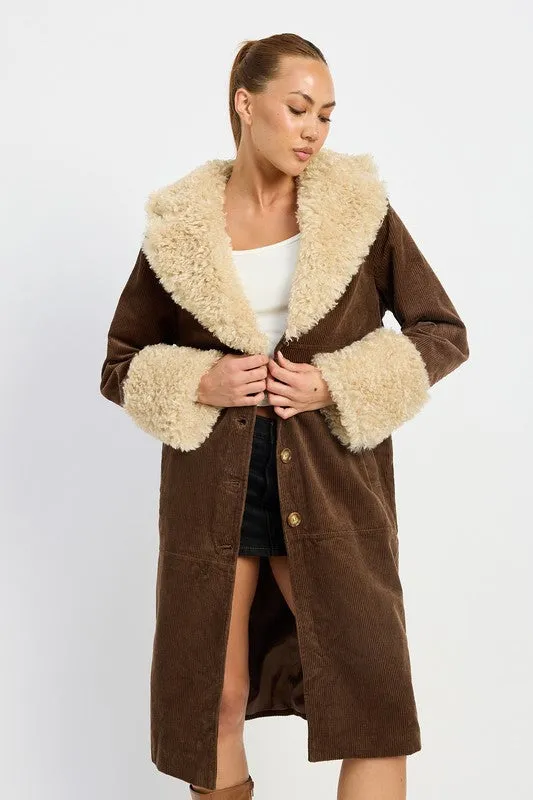 FAUX FUR MID TRENCH COAT