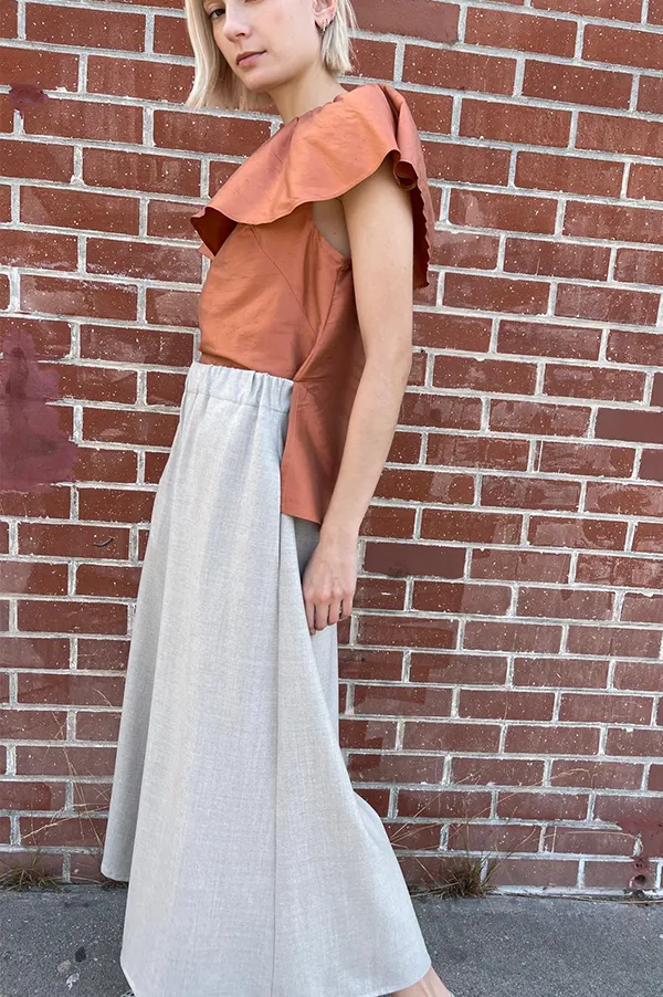 Flannel Gaucho Pants in  Oatmeal