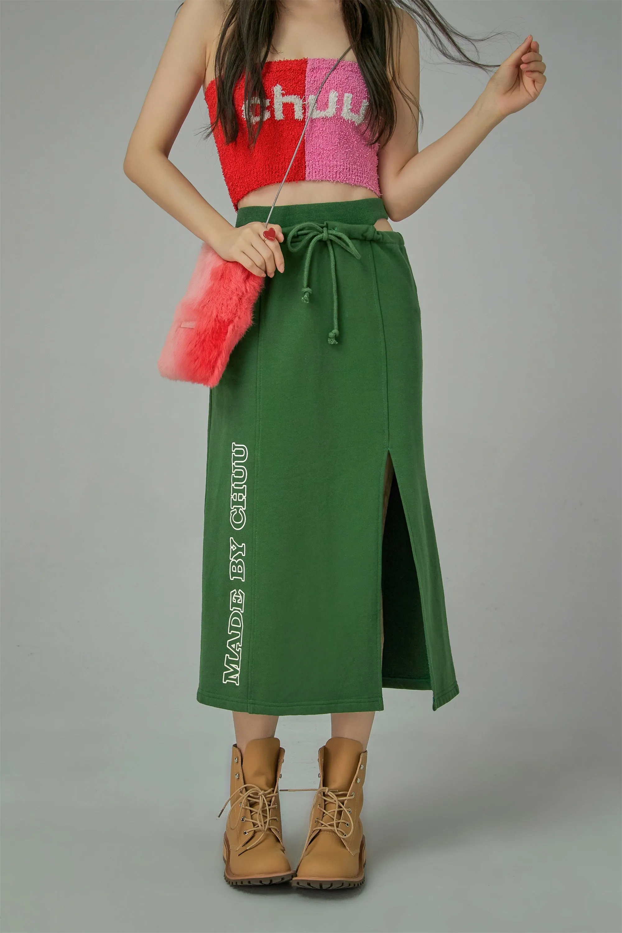 Front Slit Sport Midi Skirt