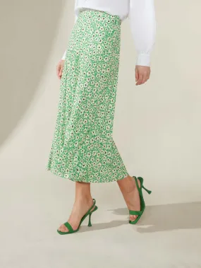 Green Ditsy Print Skirt