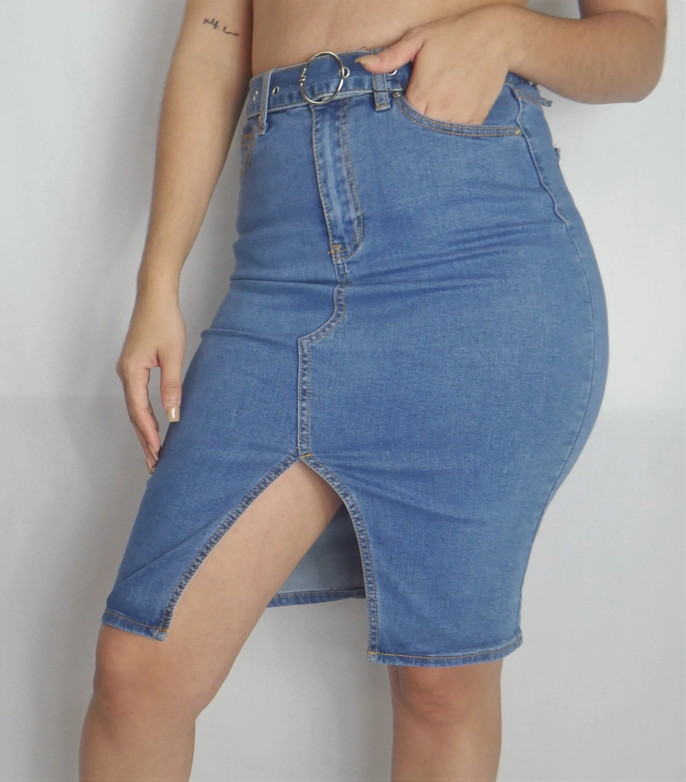 High Waist Jean Skirt