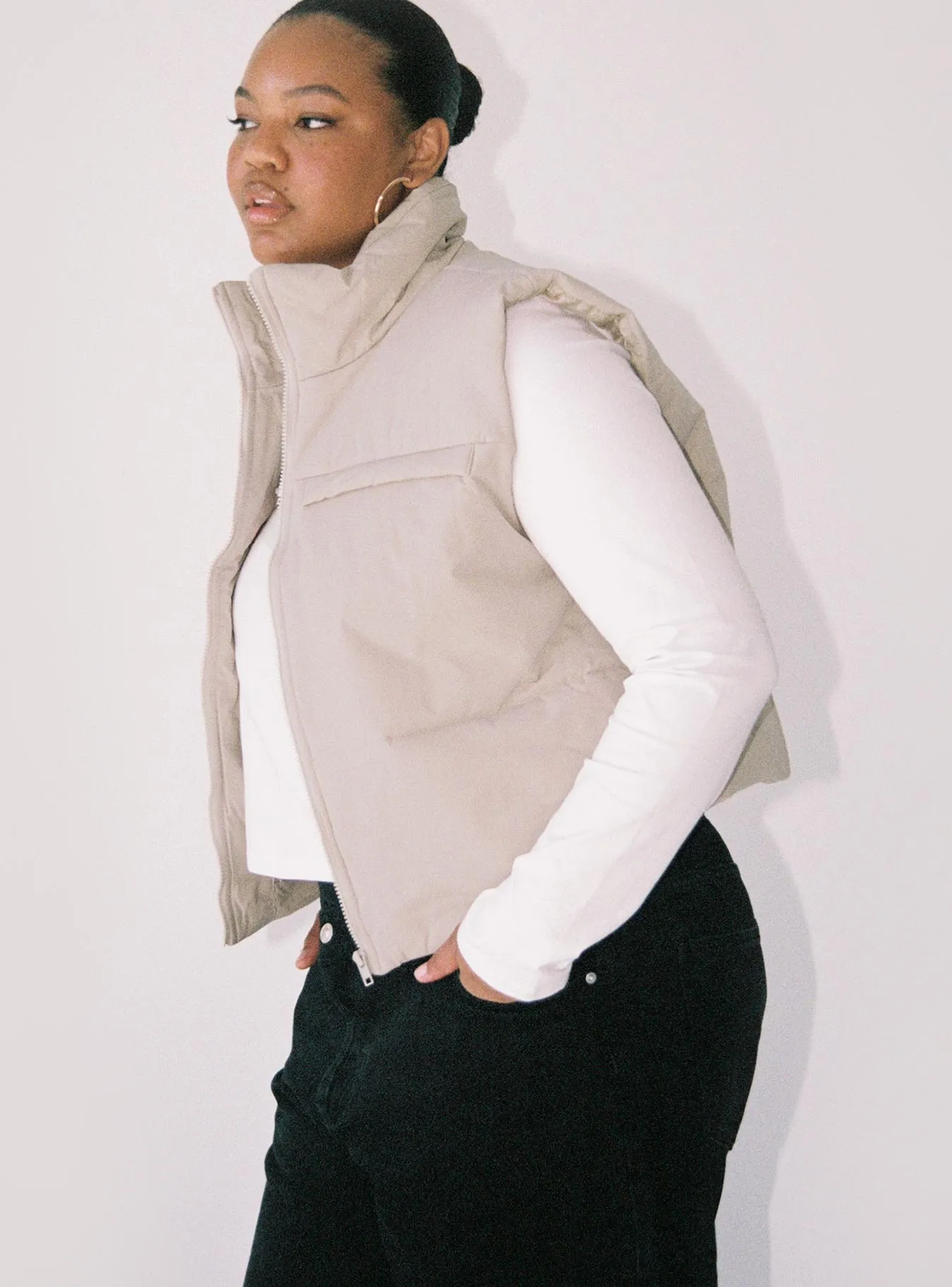 Kirby Puffer Vest Cream Curve