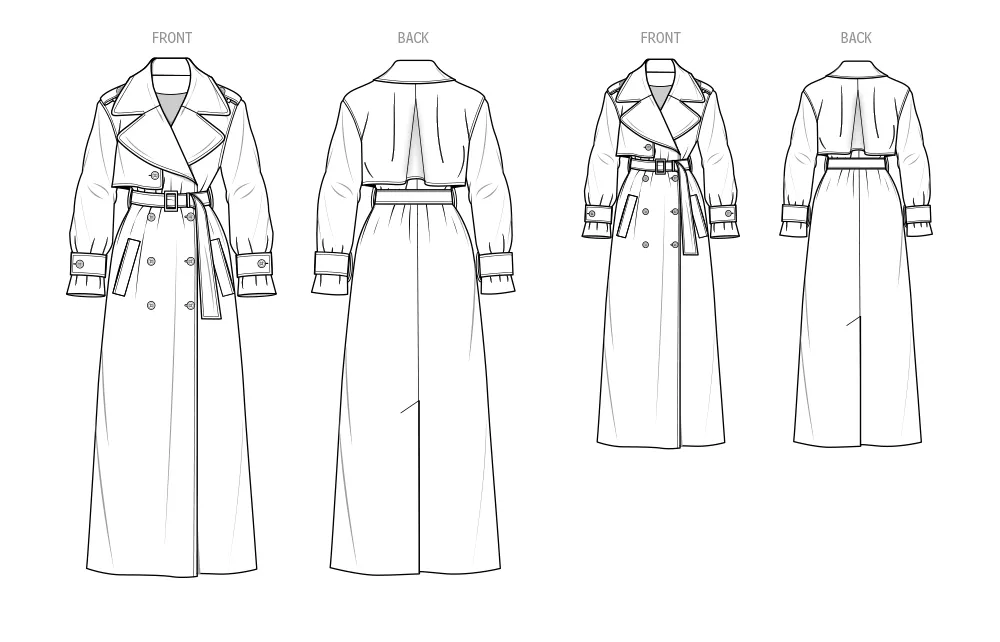 Know Me sewing pattern 2070 Girl's and Misses' Trench Coat by Beaute' J'Adore