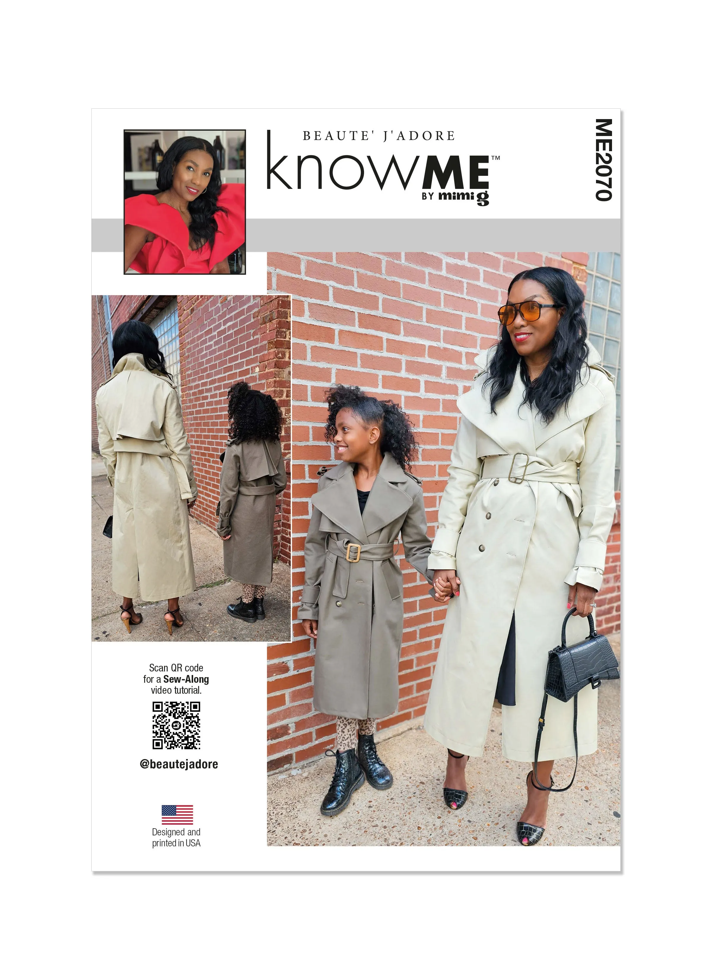 Know Me sewing pattern 2070 Girl's and Misses' Trench Coat by Beaute' J'Adore