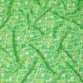 Light Green and Lime Geometric Viscose Digital Printed Fabric - 110 cm Width-D19991