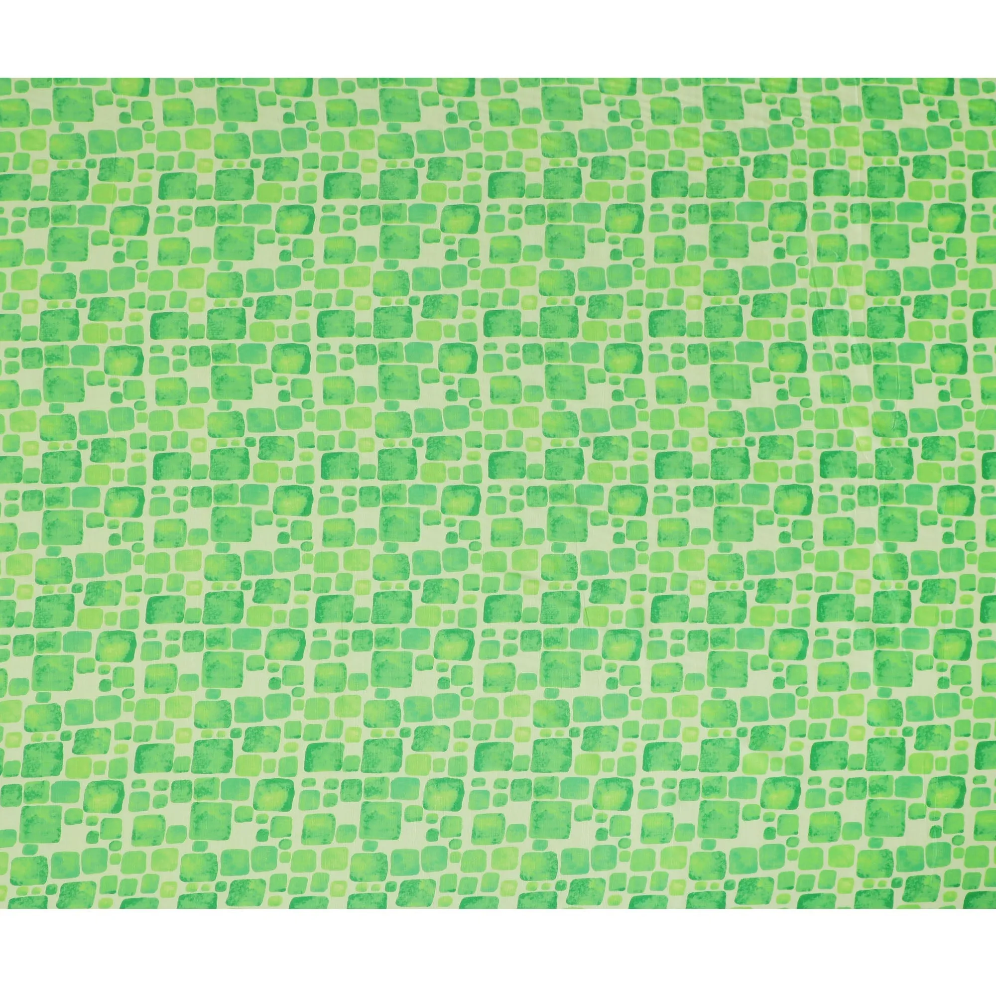 Light Green and Lime Geometric Viscose Digital Printed Fabric - 110 cm Width-D19991