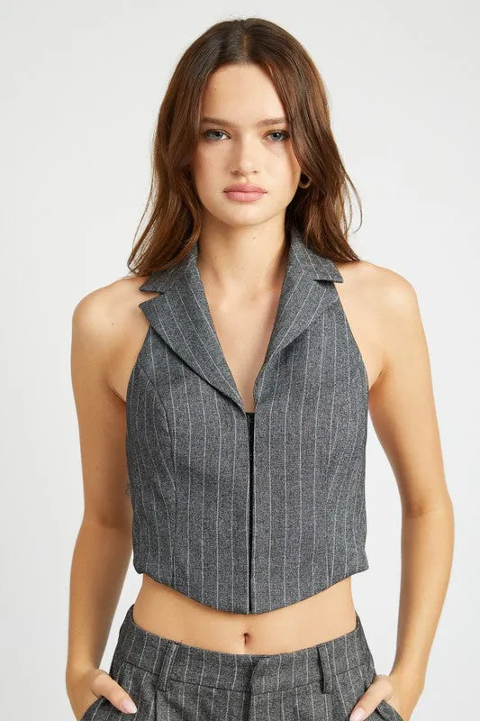 LILLIAN HALTER NECK TOP WITH OPEN BACK