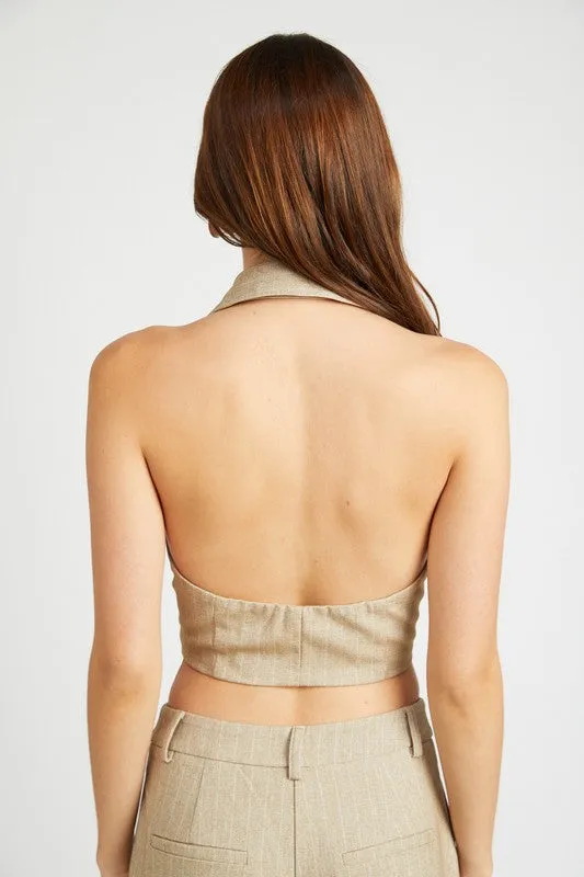 LILLIAN HALTER NECK TOP WITH OPEN BACK