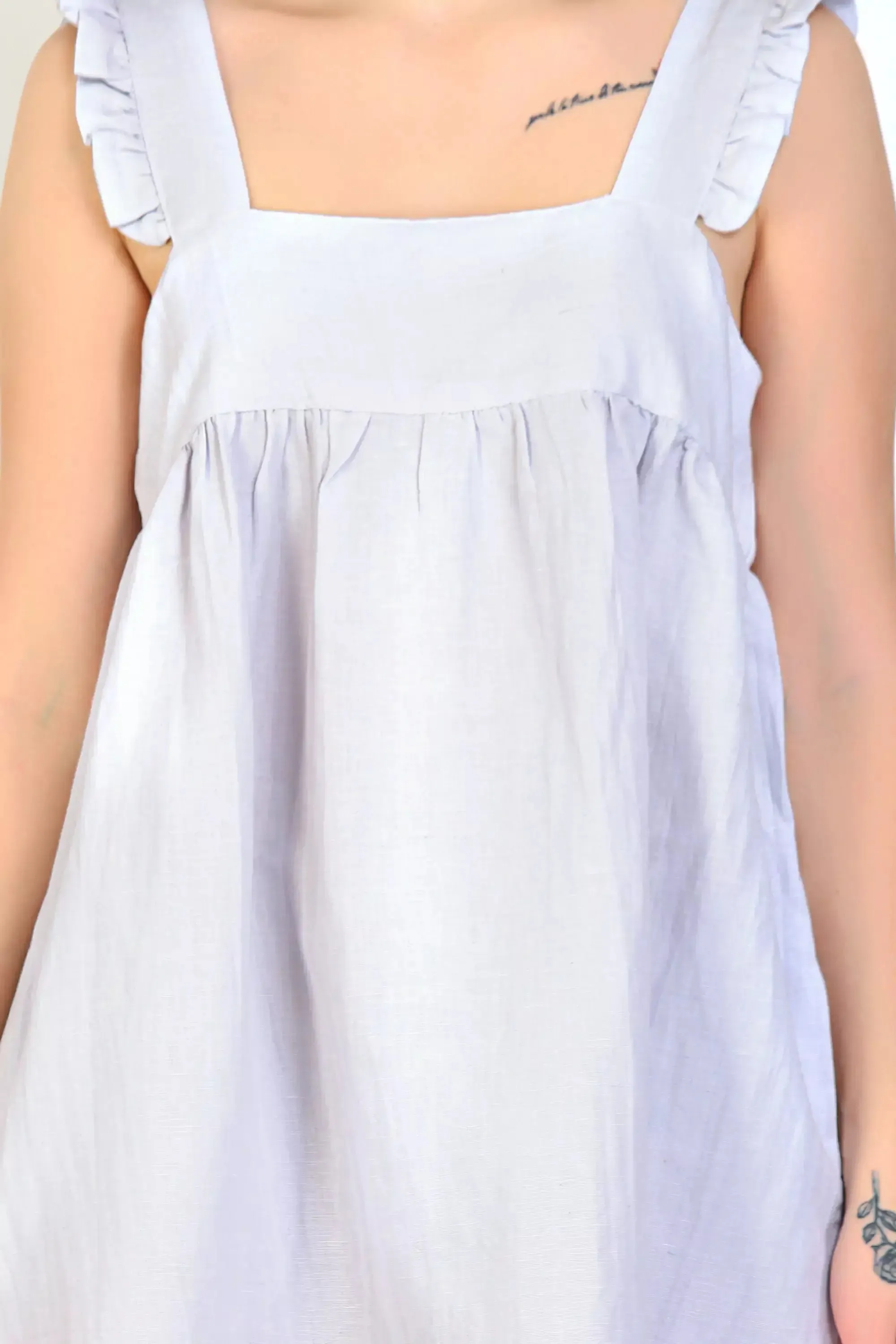 Linen cami dress for Women Frill Strap Sleep Dress with Pockets