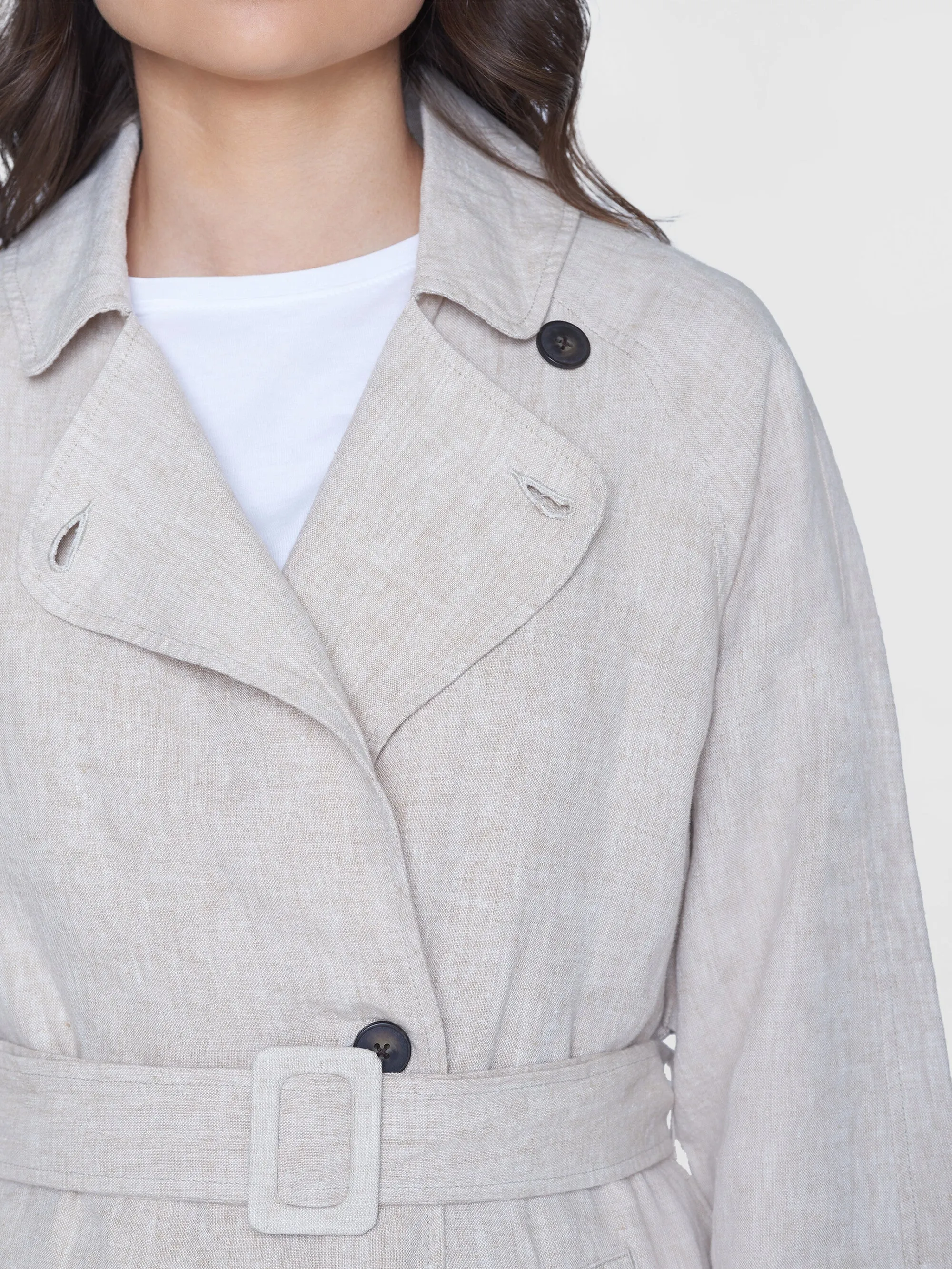 Linen trenchcoat - GOTS/Vegan - Light feather gray