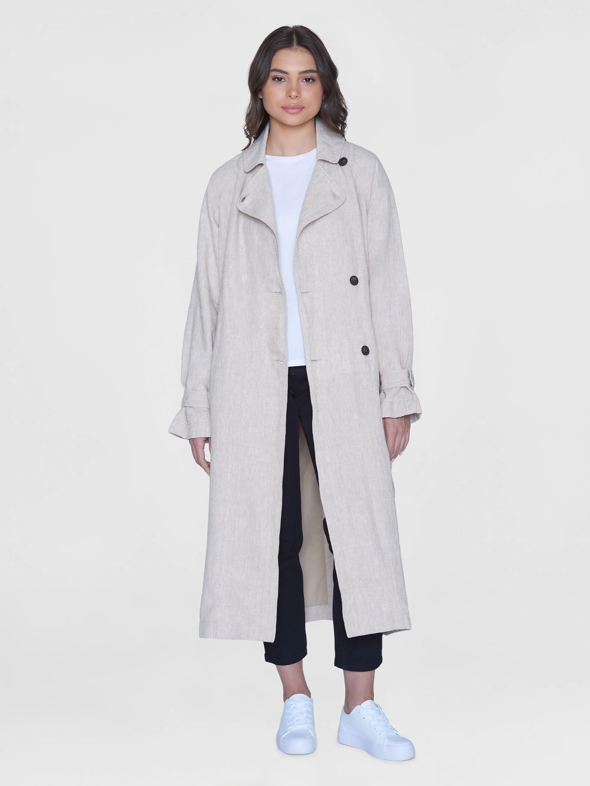 Linen trenchcoat - GOTS/Vegan - Light feather gray