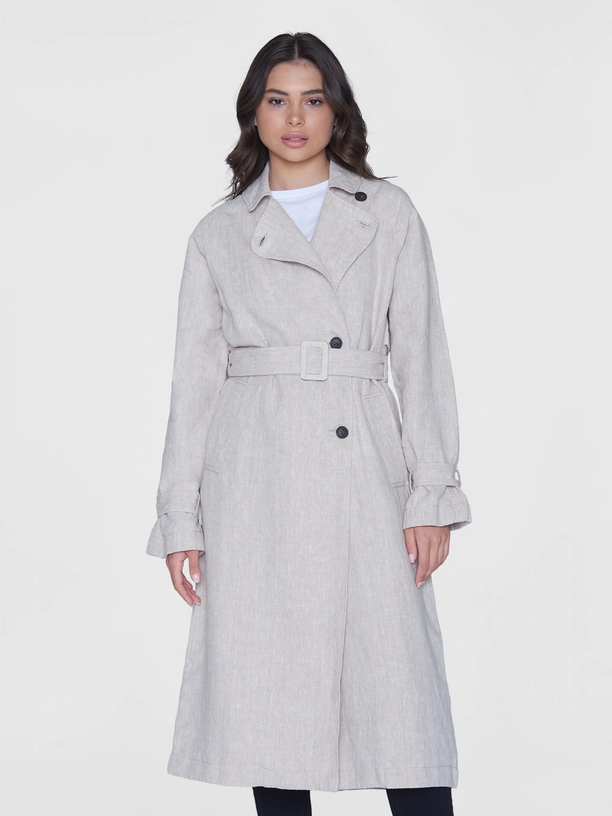 Linen trenchcoat - GOTS/Vegan - Light feather gray