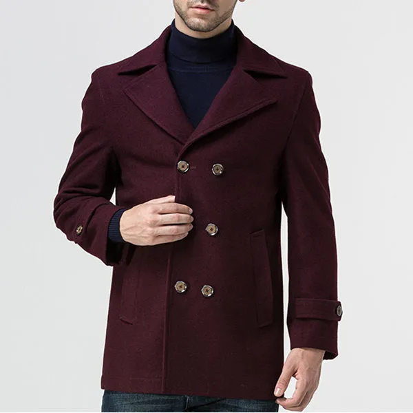 Mens Casual Woolen Trench Coat