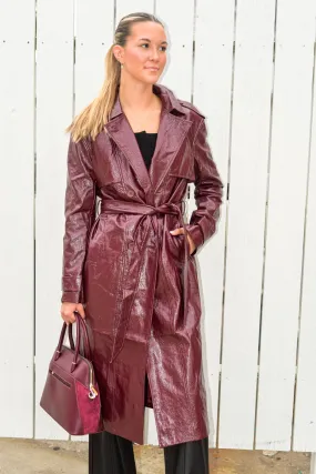 MERLOT LEATHER TRENCH