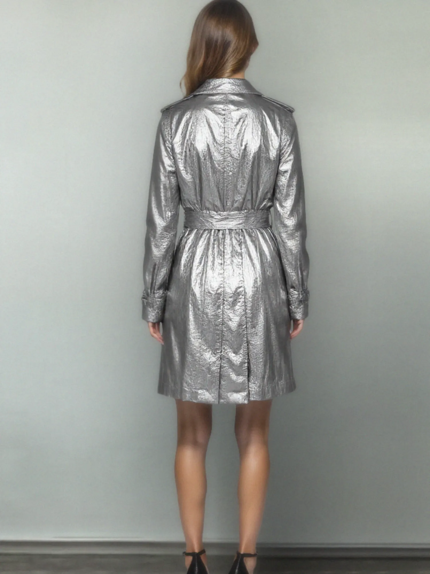 Metallic Trench Wrap Jacket