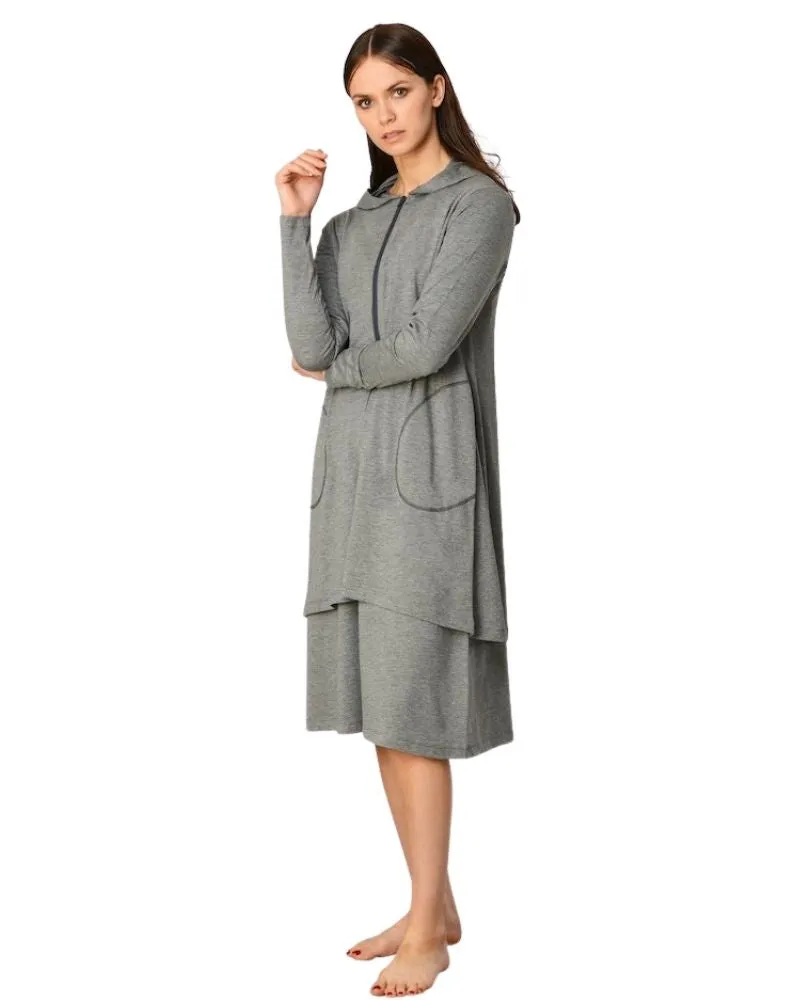 Minimalist Short Grey Nightshirt & Lounge Hoodie