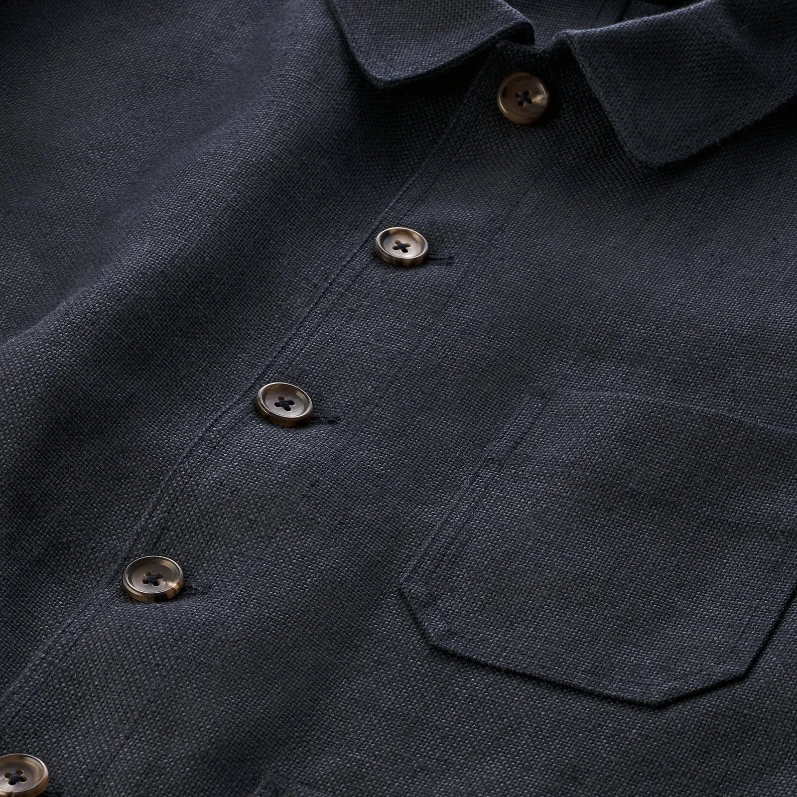 Navy Blue Heavy Linen Utility Jacket