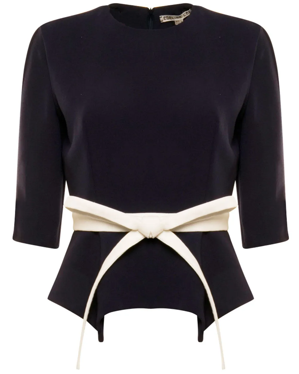 Navy Jupiter Short Sleeve Peplum Blouse