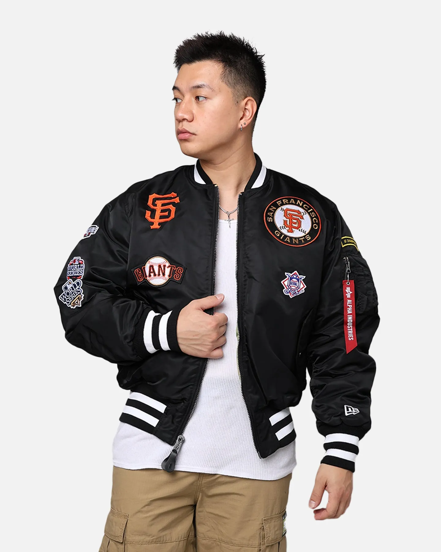 New Era X Alpha Series X MLB San Francisco Giants MA-1 Bomber Jacket Black