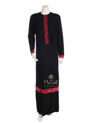 Pierre Balmingo Paris Black Nursing Nightgown with Red Stripe