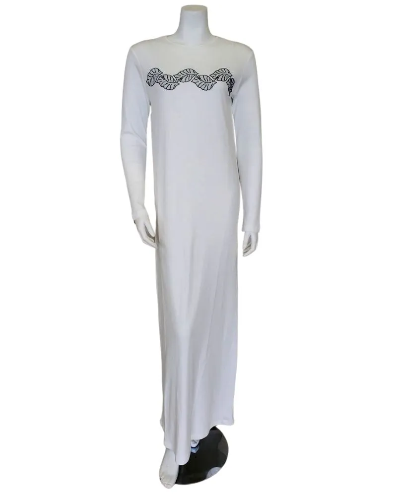 Pierre Balmingo Paris Stone Leaves Design White Modal Nightgown