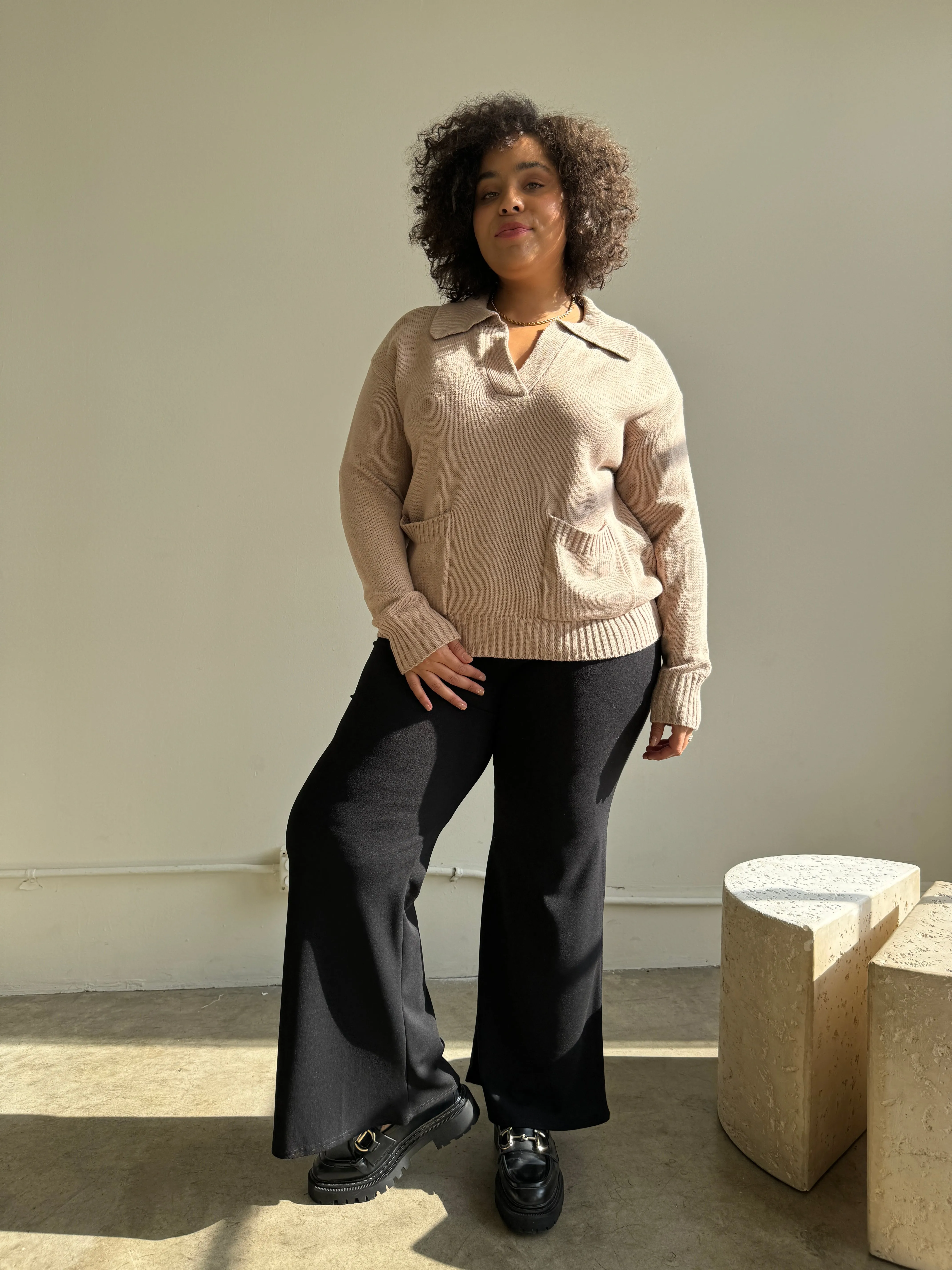 Plus Size Elastic Waist Gaucho Pants