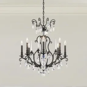 Renaissance Nouveau 8 Light Black Chandelier with Heritage Crystal