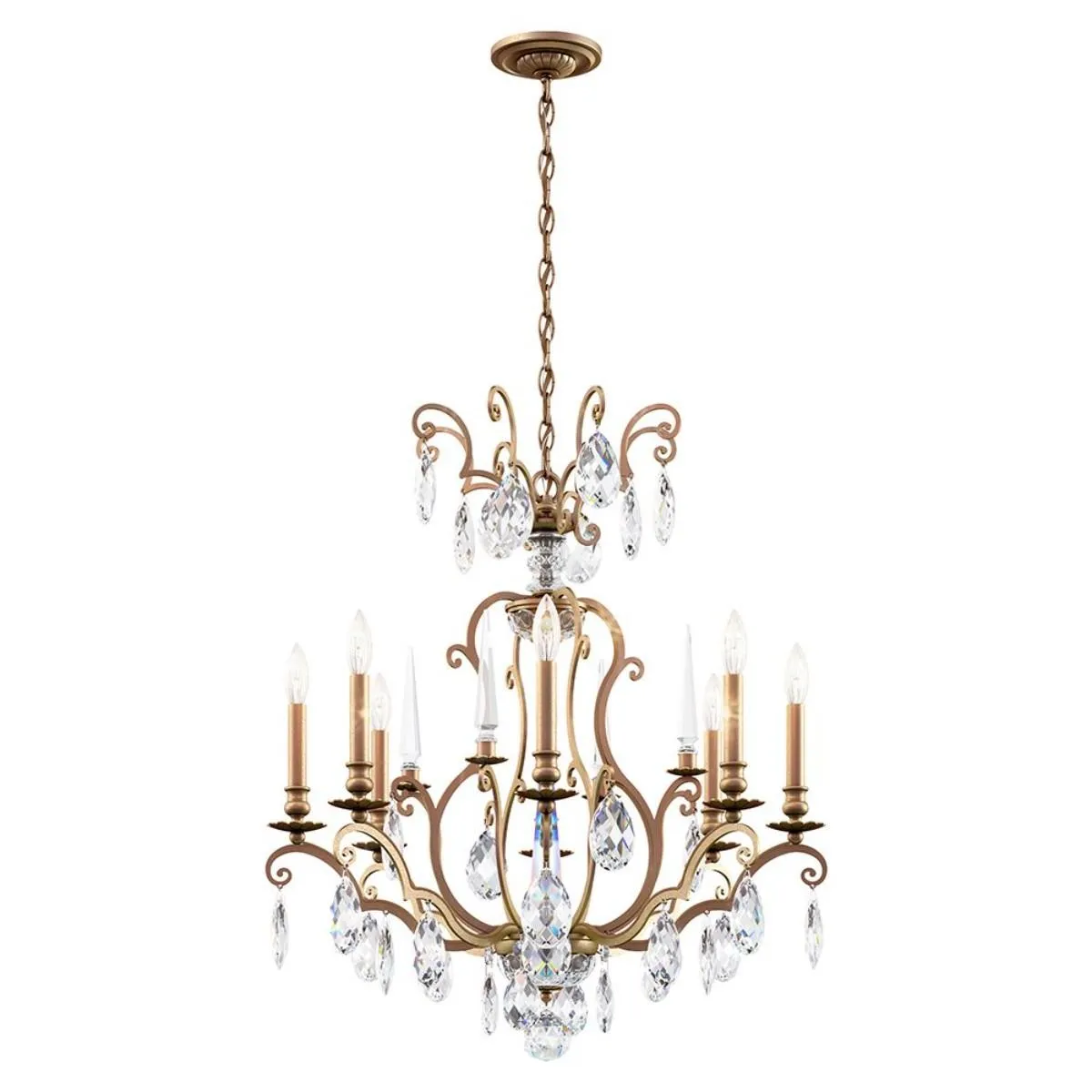 Renaissance Nouveau 8 Light Etruscan Gold Chandelier with Heritage Crystal