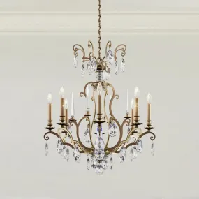 Renaissance Nouveau 8 Light Etruscan Gold Chandelier with Heritage Crystal